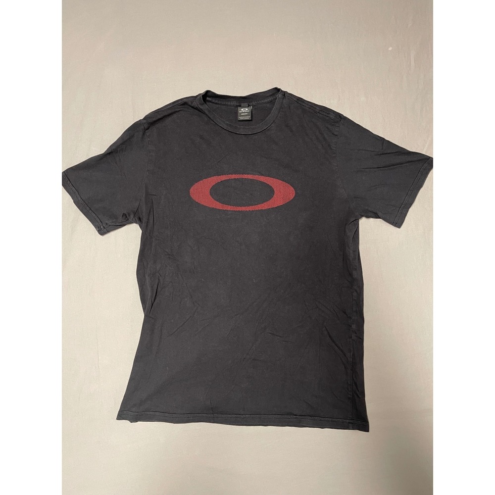 Oakley Mens Ellipse Logo Graphic T-Shirt Black Red Regular Fit Large